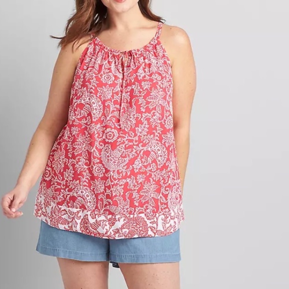 Lane Bryant Size 18 Halter Tank Hot Pink & White